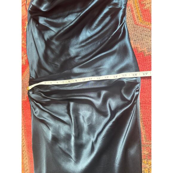 Amanda Uprichard Silk Ruched Georgina Dress Sleeveless In Ink Size Large - Picture 5 of 9